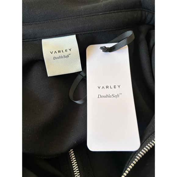 Varley Louisa Dress WOmens Size Large Black Zip Through Midi Pockets NWT $188 - Picture 5 of 13